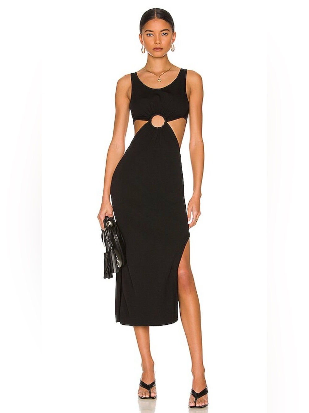 Solid & Striped Black Bailey Midi Dress, Size S